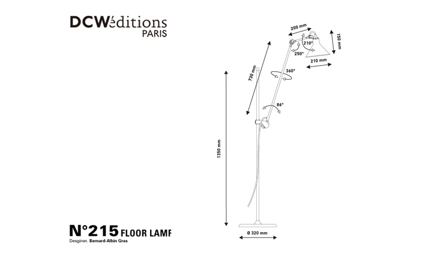 DCW editions ディーシーダブリュー エディションズ LAMPE GRAS ランペグラス LAMPADAIRE No.215 ランパデール Floor Lamp フロアランプ デザイン：バーナード・アルビン・グラス