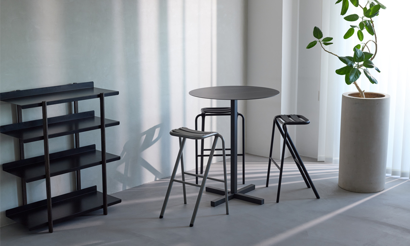 DUENDE デュエンデ SOLID STEEL HIGH DINER TABLE ROUND ソリッドスチールハイダイナーテーブル ラウンド DU0332 カラー：ダークグレー デザイン：PERMANENT31