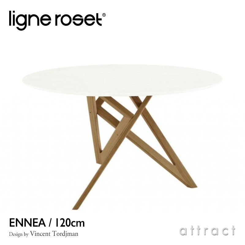 ligne roset リーン・ロゼ ROSETEnnea ロゼエンネア ダイニングテーブル サイズ：Φ130cm カラー：マーブルセラミック ホワイト  ベース：2色 デザイン：ヴァンサン・トルジュマン | アトラクト・オンラインショップ