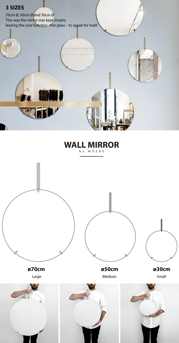 MOEBE ムーベ WALL MIRROR ウォールミラー 壁掛け鏡 3サイズ カラー：2色
