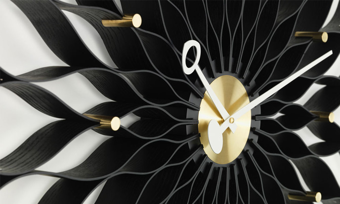 Vitra ヴィトラ Wheel Clock ホイールクロック Wall Clock ウォールクロック カラー：ウォルナット×アルミニウム デザイン：ジョージ・ネルソン