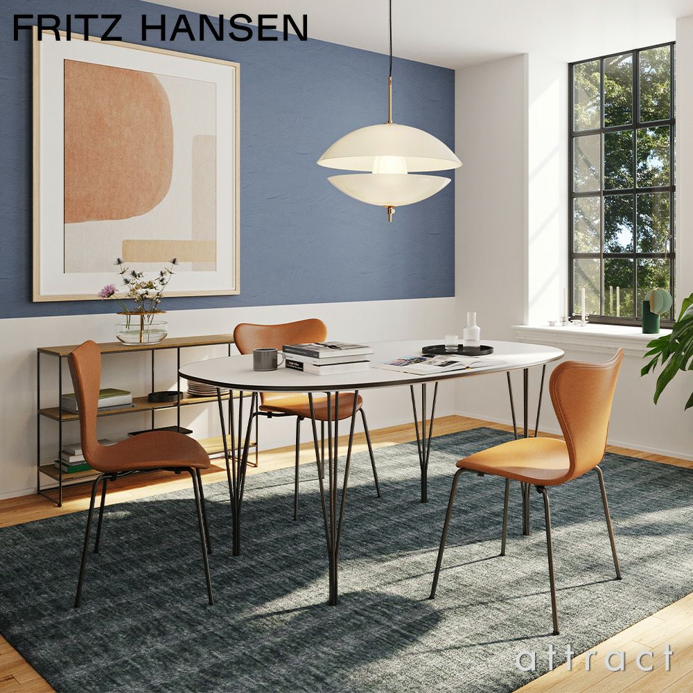 FRITZ HANSEN フリッツ・ハンセン SERIES 7 セブンチェア 3107 チェア フルパディング エッセンシャルレザー カラー：ブラック ベースカラー：ブラウンブロンズ粉体塗装 デザイン：アルネ・ヤコブセン