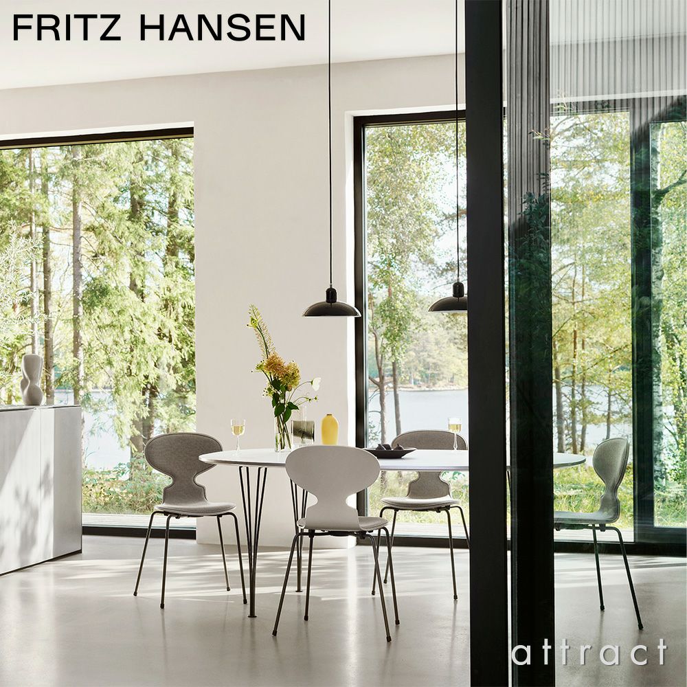 FRITZ HANSEN フリッツ・ハンセン ANT アリンコチェア 3101 チェア フロントパディング 4本脚 カラードアッシュ カラー：ディープクレイ 張地：Sunniva スニバ ファブリックカラー：サンド/ライトグレー（153） ベースカラー：ブラウンブロンズ粉体塗装 デザイン：アルネ・ヤコブセン