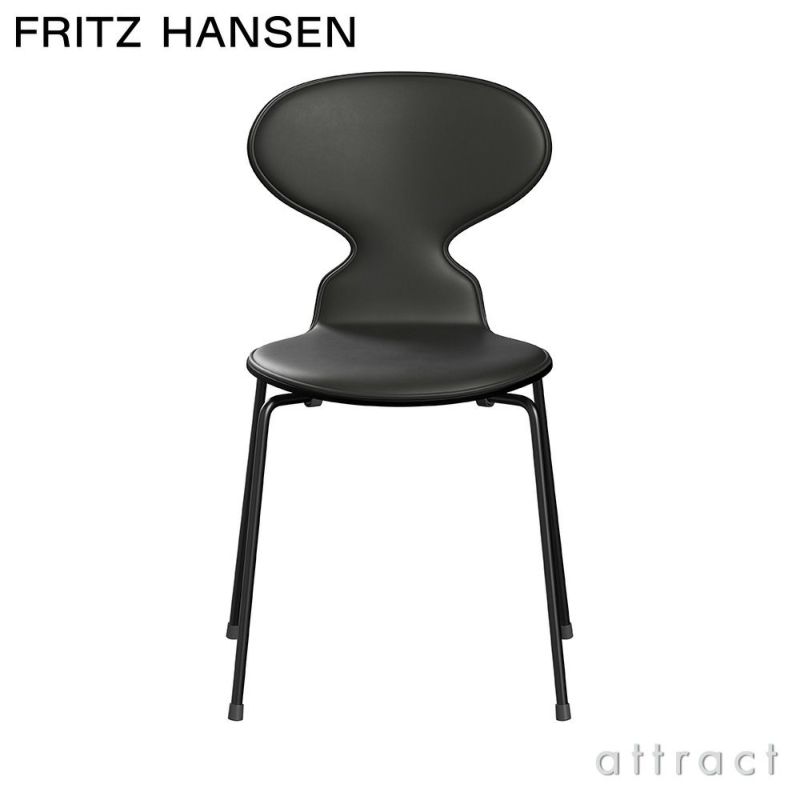 FRITZ HANSEN フリッツ・ハンセン ANT アリンコチェア 3101 チェア フロントパディング 4本脚 ラッカー カラー：ブラック エッセンシャルレザー カラー：ブラック ベースカラー：ブラック粉体塗装 デザイン：アルネ・ヤコブセン