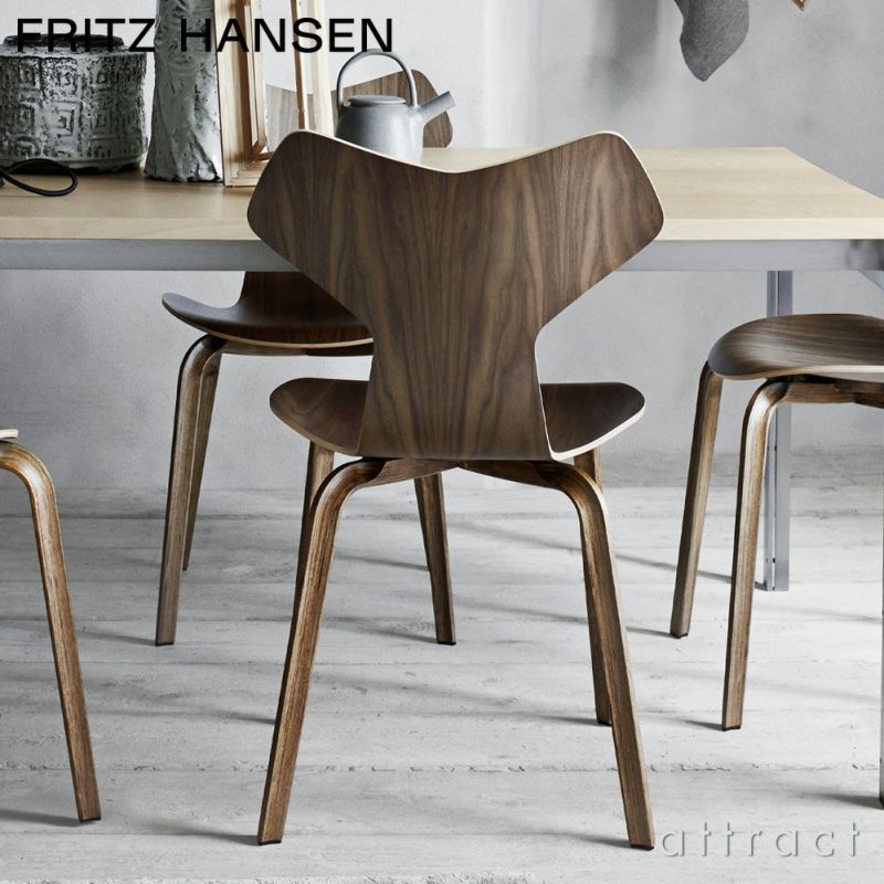 FRITZ HANSEN フリッツ・ハンセン GRAND PRIX グランプリチェア 4130 チェア ウッドレッグ ナチュラルウッド カラー：2色  デザイン：アルネ・ヤコブセン | アトラクト・オンラインショップ