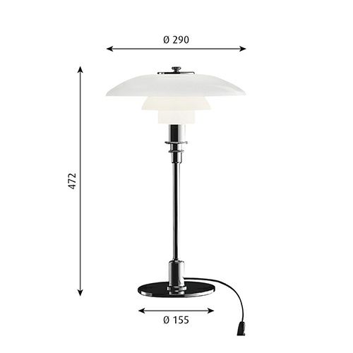Louis Poulsen ルイスポールセン PH 3/2 Table テーブルランプ スタンドライト Φ290mm カラー：シルヴァー・クローム デザイン：ポール・ヘニングセン