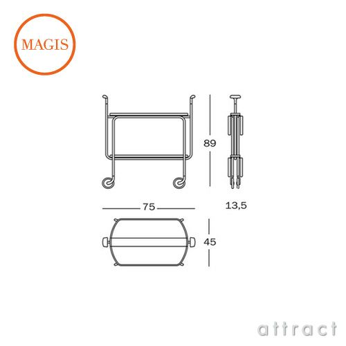 MAGIS マジス Transit トランジット 折りたたみ式ワゴン キャスター付き AC127 カラー：ホワイト デザイン：デビット・メラー