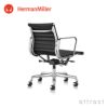 Herman Miller ハーマンミラー Eames Aluminum Group Chair イームズ アルミナムグループ マネジメントチェア 5本脚キャスター ガス圧シリンダー調整 アルミバフ 黒皮革 ブラックレザー デザイン：チャールズ＆レイ・イームズ