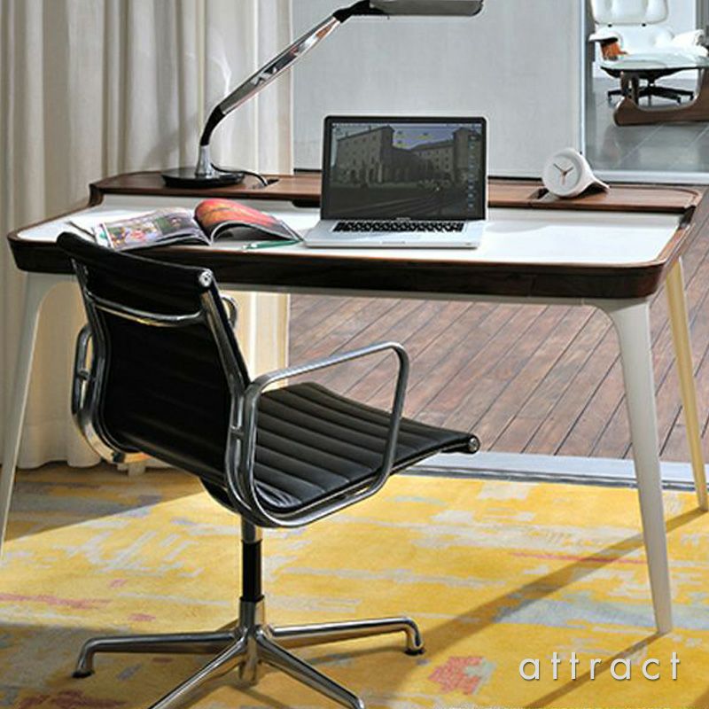 Herman Miller ハーマンミラー Eames Aluminum Group Chair イームズ アルミナムグループ マネジメントチェア 5本脚キャスター ガス圧シリンダー調整 アルミバフ 黒皮革 ブラックレザー デザイン：チャールズ＆レイ・イームズ