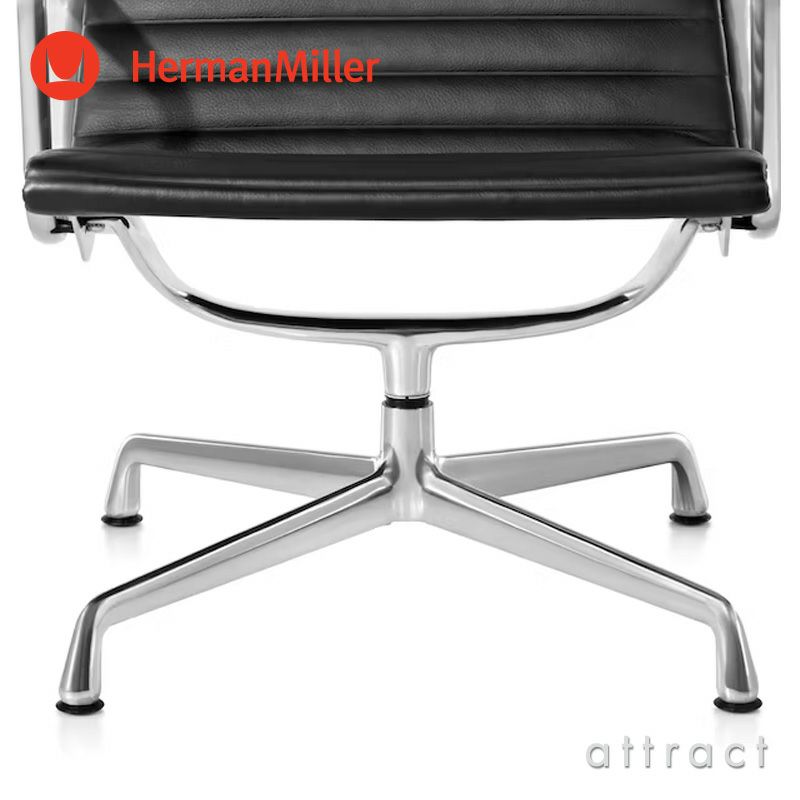 Herman Miller ハーマンミラー Eames Aluminum Group Lounge Chair イームズ アルミナムグループ ラウンジチェア ヘッドレスト付き 4本脚 チルト機能付き アルミバフ 黒皮革 ブラックレザー デザイン：チャールズ＆レイ・イームズ
