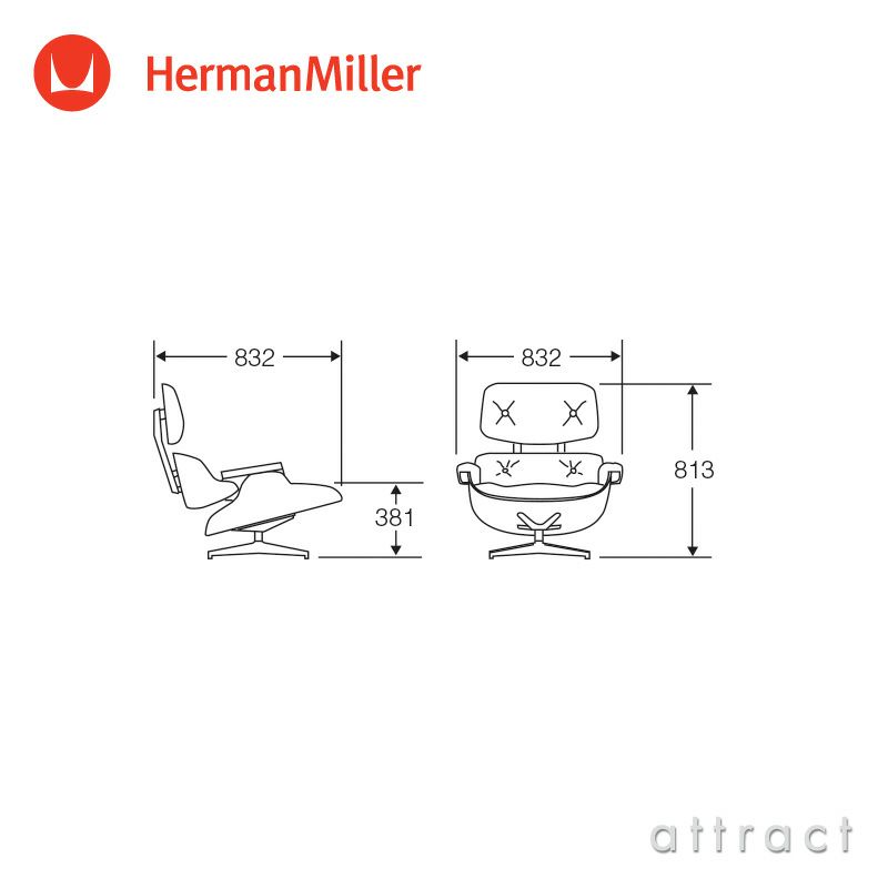 Herman Miller ハーマンミラー Eames Lounge Chair & Ottoman イームズ ラウンジチェア ＆ オットマン カラー：ウォールナット × ブラックレザー デザイン：チャールズ＆レイ・イームズ