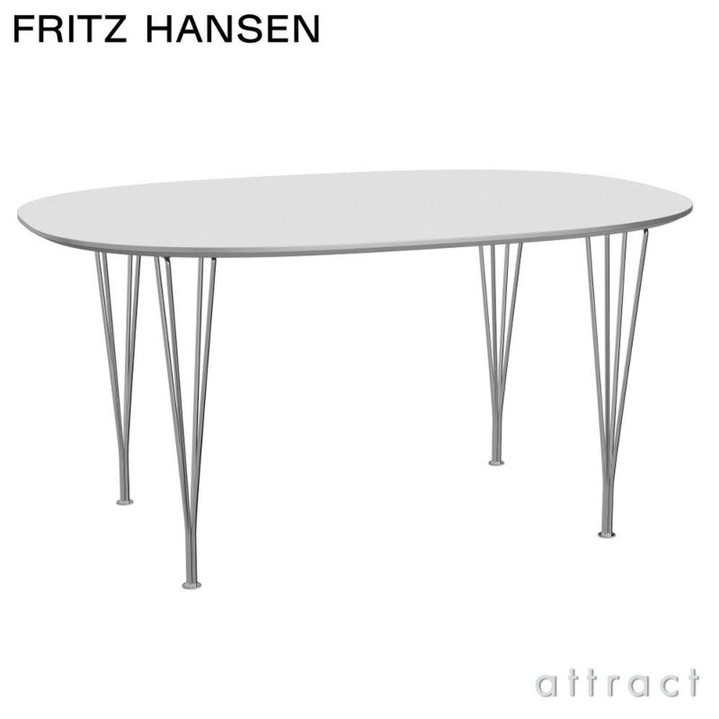 FRITZ HANSEN フリッツ・ハンセン スーパー楕円テーブル B612 135×90cm ホワイトラミネート クローム仕上げ