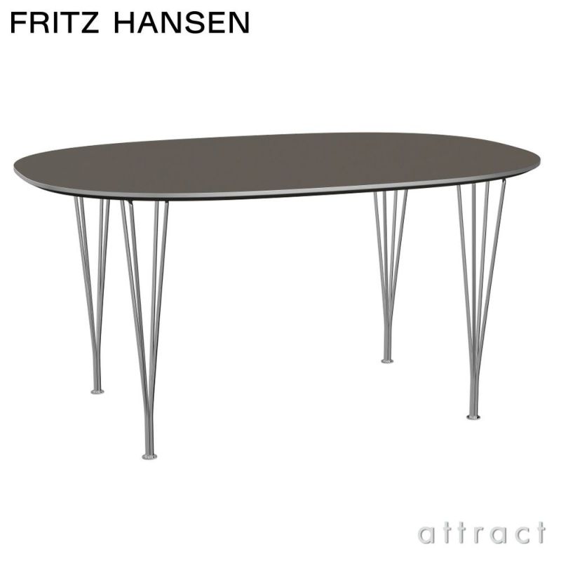 FRITZ HANSEN フリッツ・ハンセン スーパー楕円テーブル B612 150×100cm グレーラミネート クローム仕上げ