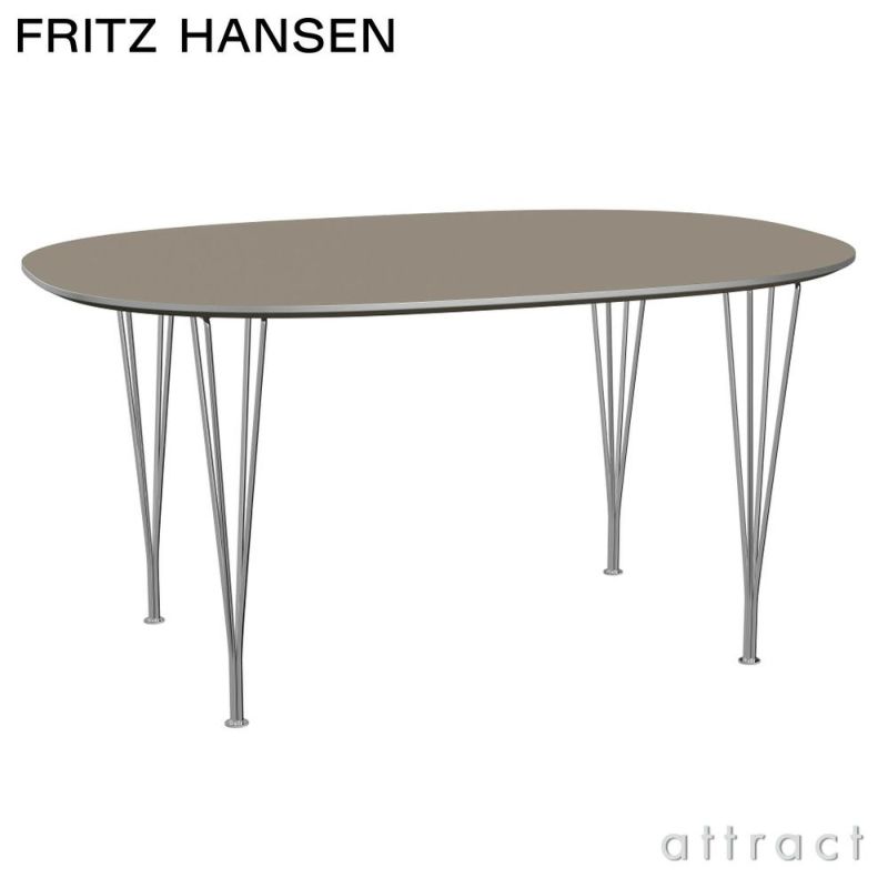 FRITZ HANSEN フリッツ・ハンセン スーパー楕円テーブル B612 150×100cm ブラウンオッタワラミネート クローム仕上げ