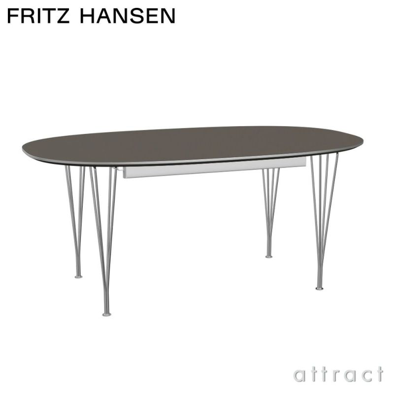 FRITZ HANSEN フリッツ・ハンセン スーパー楕円テーブル B620 延長式 170-270×100cm グレーラミネート クローム仕上げ