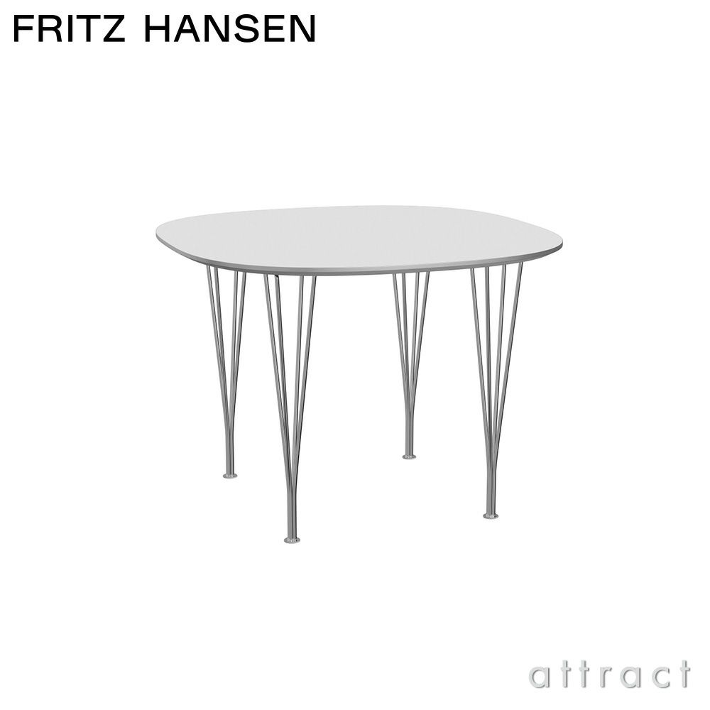 FRITZ HANSEN フリッツ・ハンセン スーパー楕円テーブル B603 100×100cm ホワイトラミネート クローム仕上げ