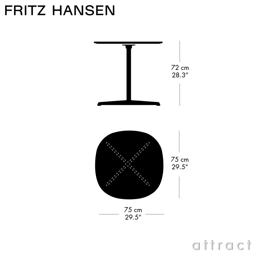 FRITZ HANSEN フリッツ・ハンセン SUPERCIRCULAR スーパー円テーブル A602 カフェテーブル 75×75cm ラミネート天板 カラー：6色 4スターベースカラー：5色 デザイン：ピート・ハイン、ブルーノ・マットソン、アルネ・ヤコブセン 