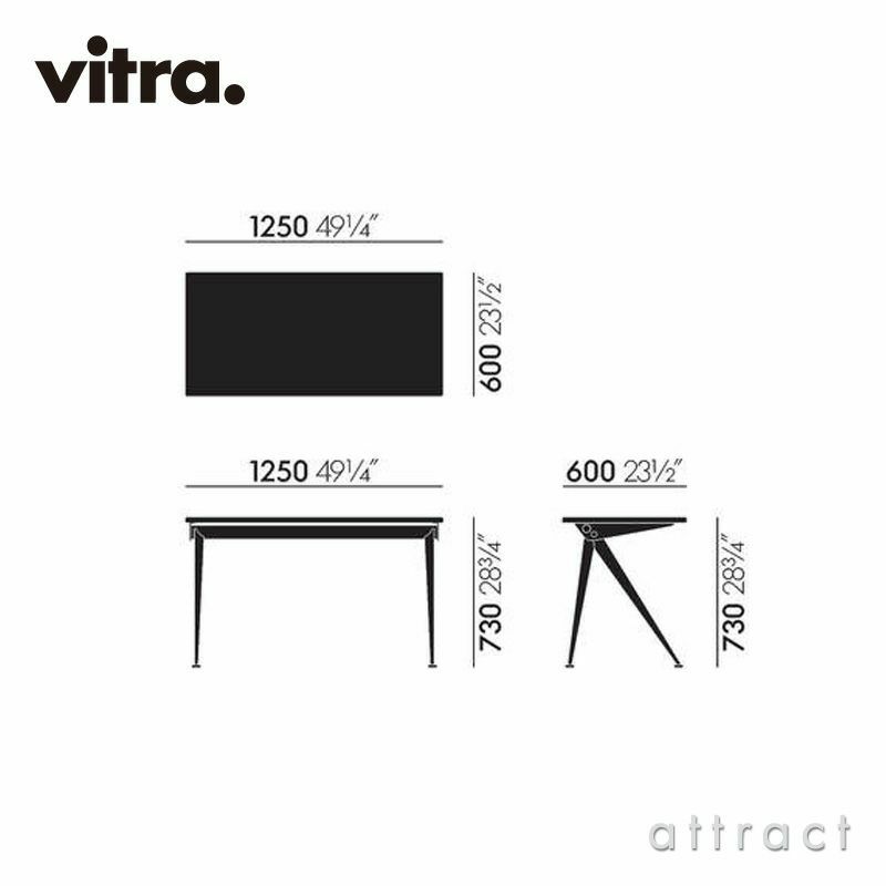 Vitra ヴィトラ Compas Direction コンパス ディレクション テーブル デスク 天板：ウッド 3種類 ベースカラー：7色 デザイン：ジャン・プルーヴェ
