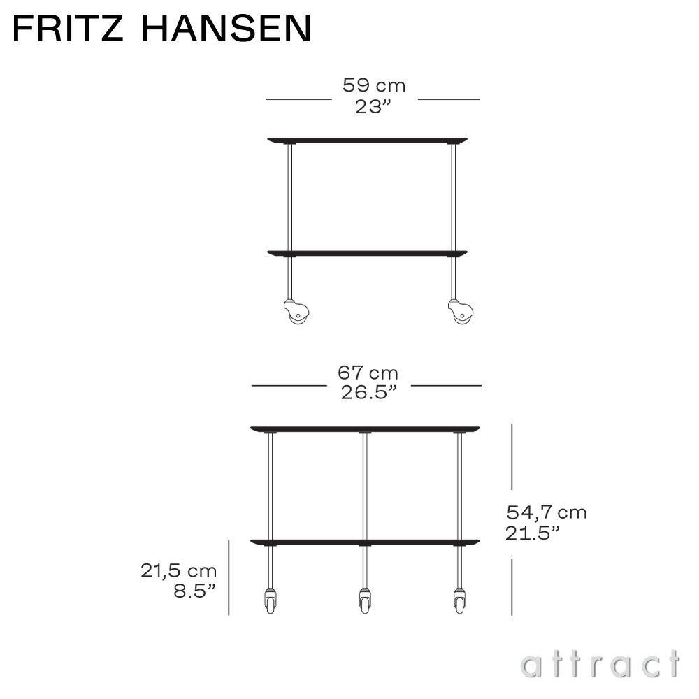  FRITZ HANSEN フリッツ・ハンセン AJ TROLLEY AJトロリー 840410 サイドテーブル キャスター付き カラー：ブラックカラードアッシュ デザイン：アルネ・ヤコブセン