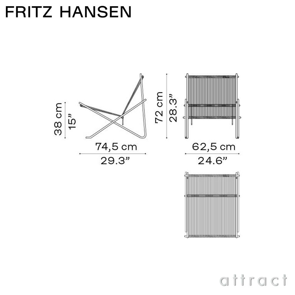 FRITZ HANSEN フリッツ・ハンセン PK4 ラウンジチェア ナイロン芯入り麻ひも カラー：3色 デザイン：ポール・ケアホルム ※シートクッション別売り