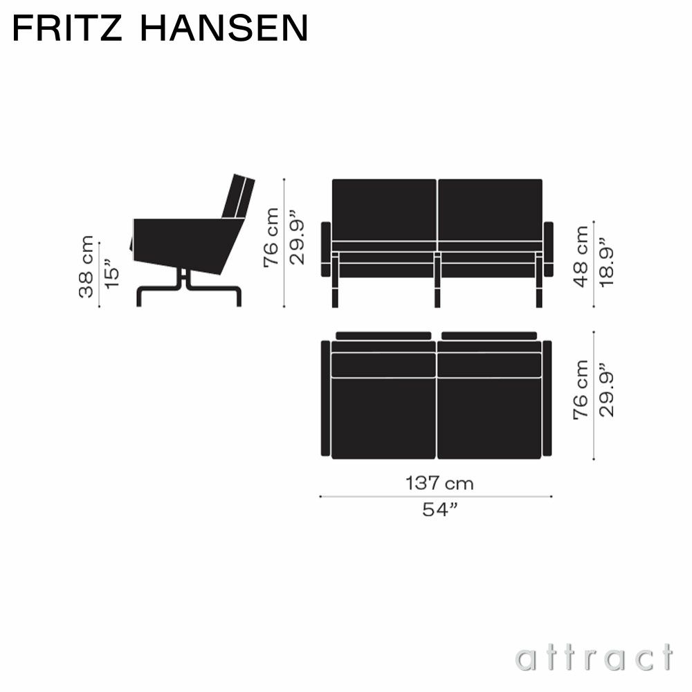 FRITZ HANSEN フリッツ・ハンセン PK31 2人掛けソファ W137cm グレースレザー カラー：3色 マットクロームスプリングスチールベース デザイン：ポール・ケアホルム