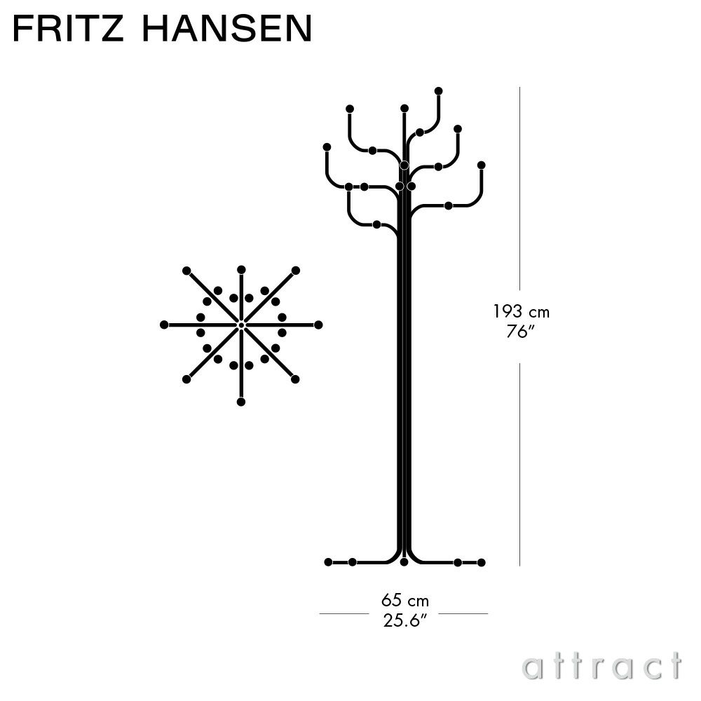 FRITZ HANSEN フリッツ・ハンセン COAT TREE コートツリー 9999 カラー：クローム仕上げ ブラックフック デザイン：シセ・ヴェアナー