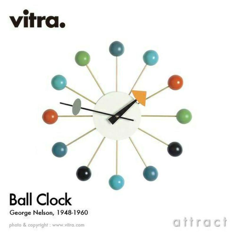 Vitra ヴィトラ Ball Clock ボールクロック Wall Clock ウォールクロック カラー：6色 デザイン：ジョージ・ネルソン |  アトラクト・オンラインショップ