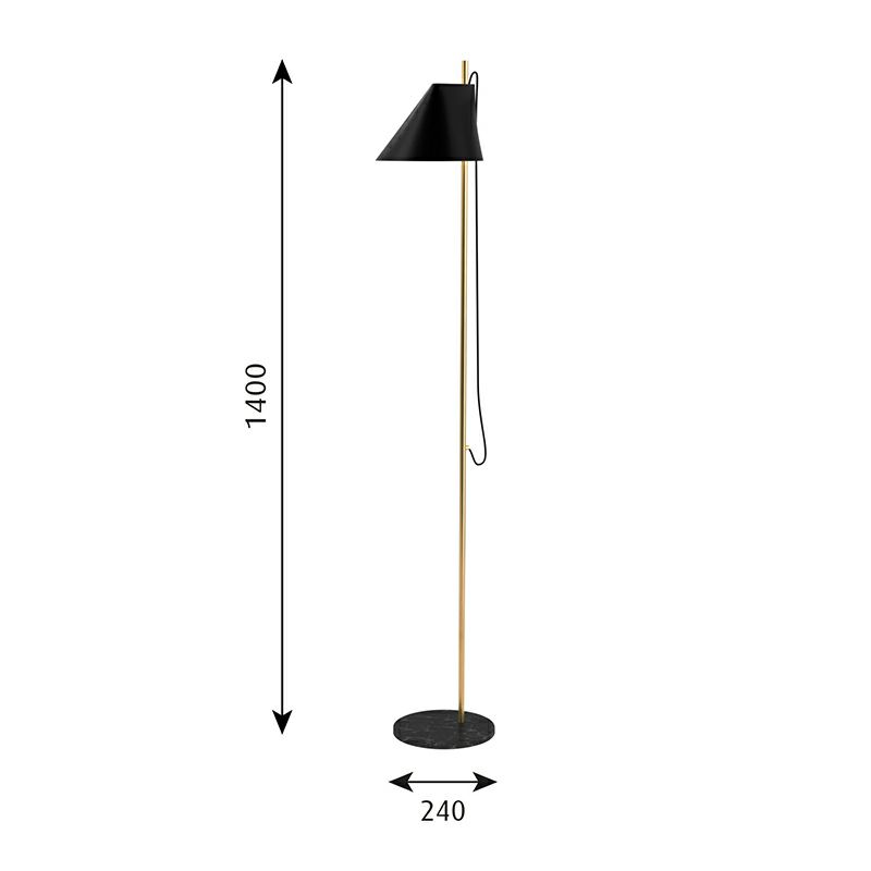 Louis Poulsen ルイスポールセン Yuh Floor Brass ユー フロアランプ ブラス 可動式シェード スタンドライト デザイナーズ照明・間接照明 組込LED電球 真鍮 カラー：ホワイト 大理石 デザイン：GamFratesi ガムフラテーシ