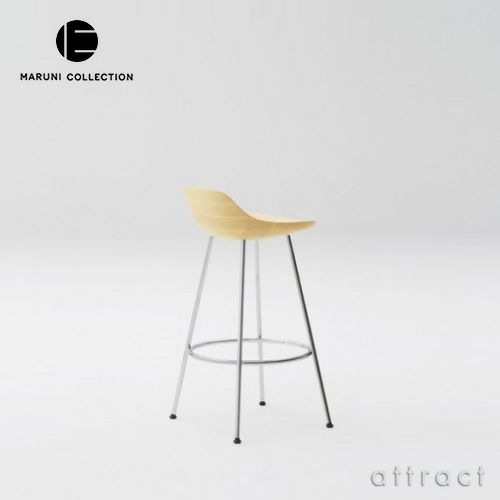 Maruni マルニ木工 MARUNI COLLECTION マルニコレクション HIROSHIMA ヒロシマ スツール ミッドタイプ ビーチ 脚部：ステンレススチール（クローム仕上げ） デザイン：深澤 直人