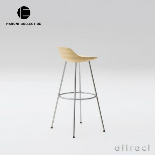 Maruni マルニ木工 MARUNI COLLECTION マルニコレクション HIROSHIMA ヒロシマ スツール ハイタイプ ビーチ 脚部：ステンレススチール（クローム仕上げ） デザイン：深澤 直人