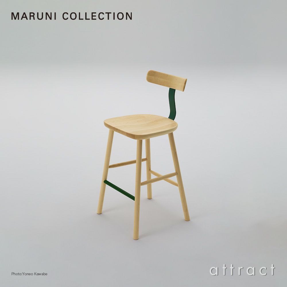 Maruni マルニ木工 MARUNI COLLECTION マルニコレクション T&O ティーアンドオー T2 バースツール Mid メープル（C-0 ナチュラルクリア） スチールカラー：4色 デザイン：ジャスパー・モリソン