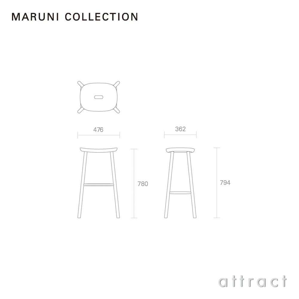 Maruni マルニ木工 MARUNI COLLECTION マルニコレクション T&O ティーアンドオー O3 スツール High メープル（C-0 ナチュラルクリア） スチールカラー：4色 デザイン：ジャスパー・モリソン