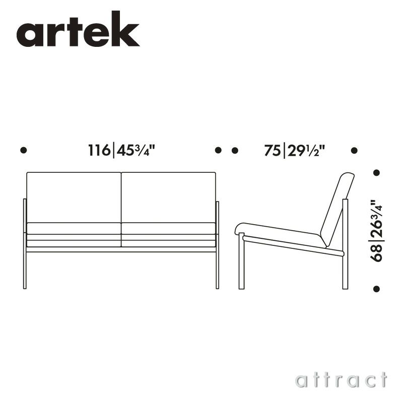Artek アルテック KIKI SOFA キキ ソファ 2シーター 2P W116cm プレステージレザー：L40 12色 スチール パウダーコート デザイン：イルマリ・タピオヴァーラ