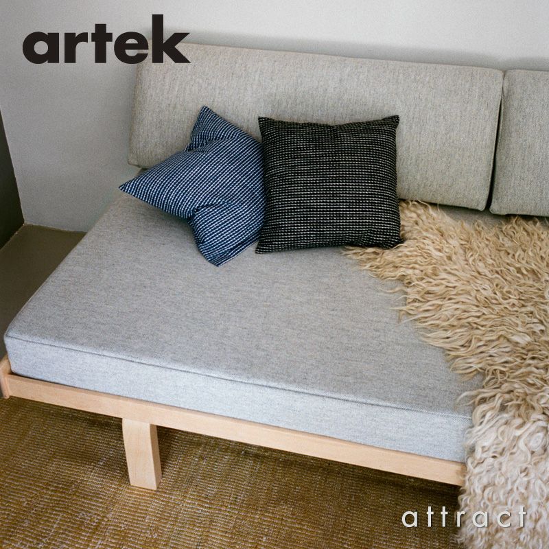 Artek アルテック DAY BED 710 デイベッド 710 フレーム ＋ マットレス ＋ バッククッション カバー フルセット ファブリック：F80 （Linho / リンホ） by Vitra バーチ ナチュラルラッカー デザイン：アルヴァ・アアルト