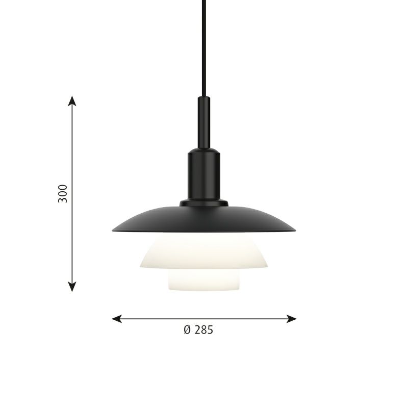 Louis Poulsen ルイスポールセン PH 3/3 Pendant ペンダントライト Φ285mm カラー：ブラックメタル × 乳白ガラス デザイン：ポール・ヘニングセン