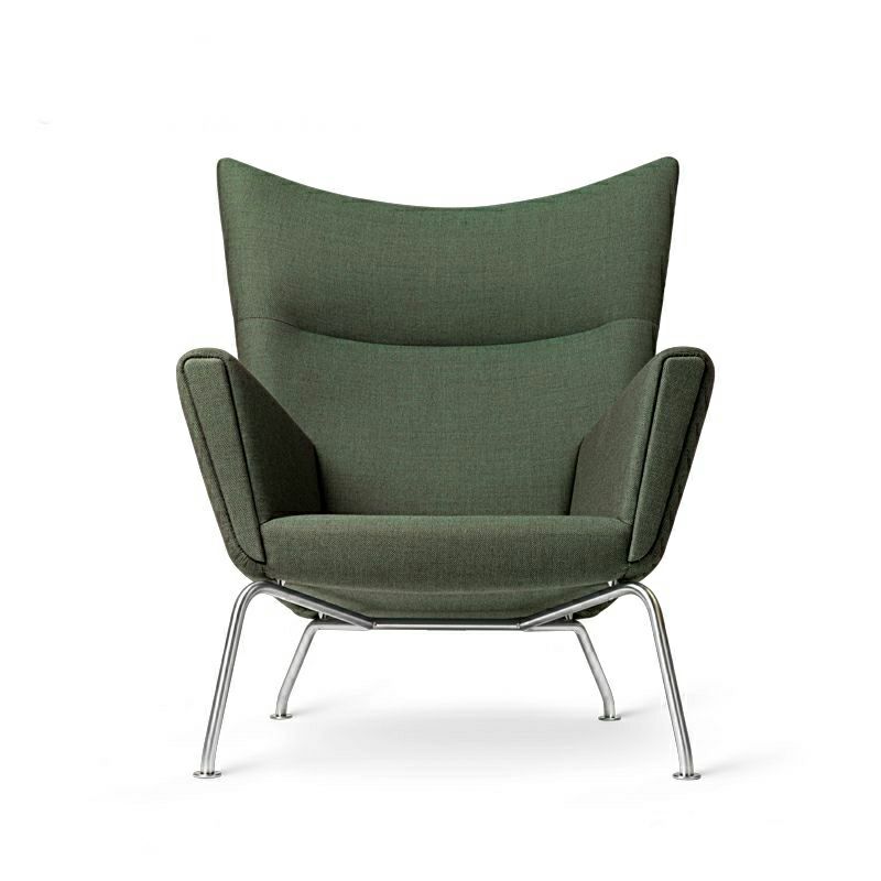 Carl Hansen & Son カール・ハンセン＆サン CH445 ラウンジチェア Wing Chair ウイングチェア ステンレススチール ファブリック：Passion パッション 5色 フットスツール無し デザイン：ハンス・J・ウェグナー