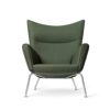 Carl Hansen & Son カール・ハンセン＆サン CH445 ラウンジチェア Wing Chair ウイングチェア ステンレススチール ファブリック：Passion パッション 5色 フットスツール無し デザイン：ハンス・J・ウェグナー