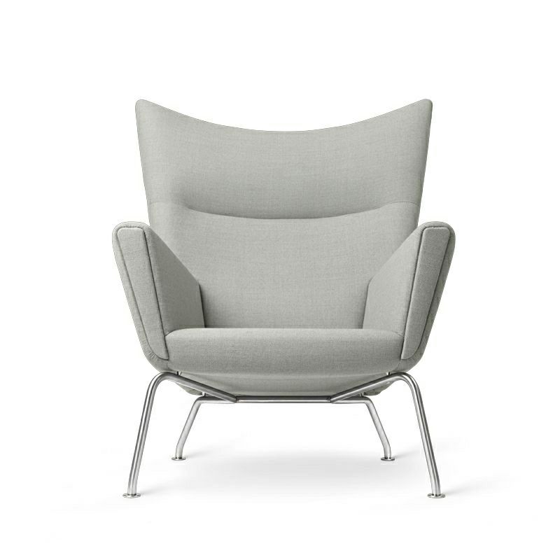 Carl Hansen & Son カール・ハンセン＆サン CH445 ラウンジチェア Wing Chair ウイングチェア ステンレススチール ファブリック：Passion パッション 5色 フットスツール無し デザイン：ハンス・J・ウェグナー