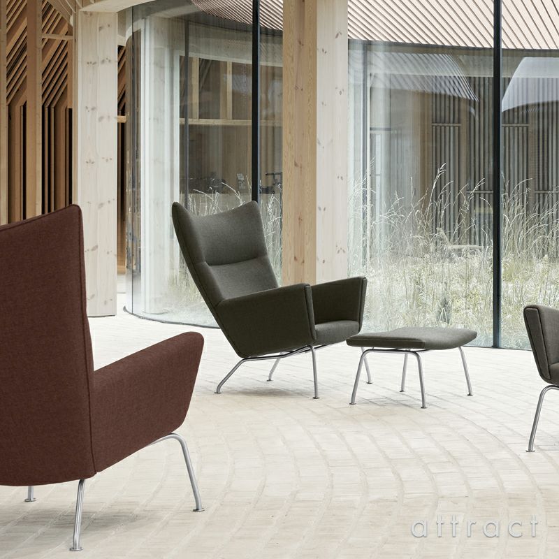 Carl Hansen & Son カール・ハンセン＆サン CH445 ラウンジチェア Wing Chair ウイングチェア ステンレススチール ファブリック：Passion パッション 5色 フットスツール無し デザイン：ハンス・J・ウェグナー
