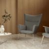 Carl Hansen & Son カール・ハンセン＆サン CH445 ラウンジチェア Wing Chair ウイングチェア ステンレススチール ファブリック：Passion パッション 5色 フットスツール無し デザイン：ハンス・J・ウェグナー