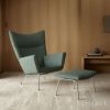 Carl Hansen & Son カール・ハンセン＆サン CH445 ラウンジチェア Wing Chair ウイングチェア ステンレススチール ファブリック：Passion パッション 5色 フットスツール無し デザイン：ハンス・J・ウェグナー