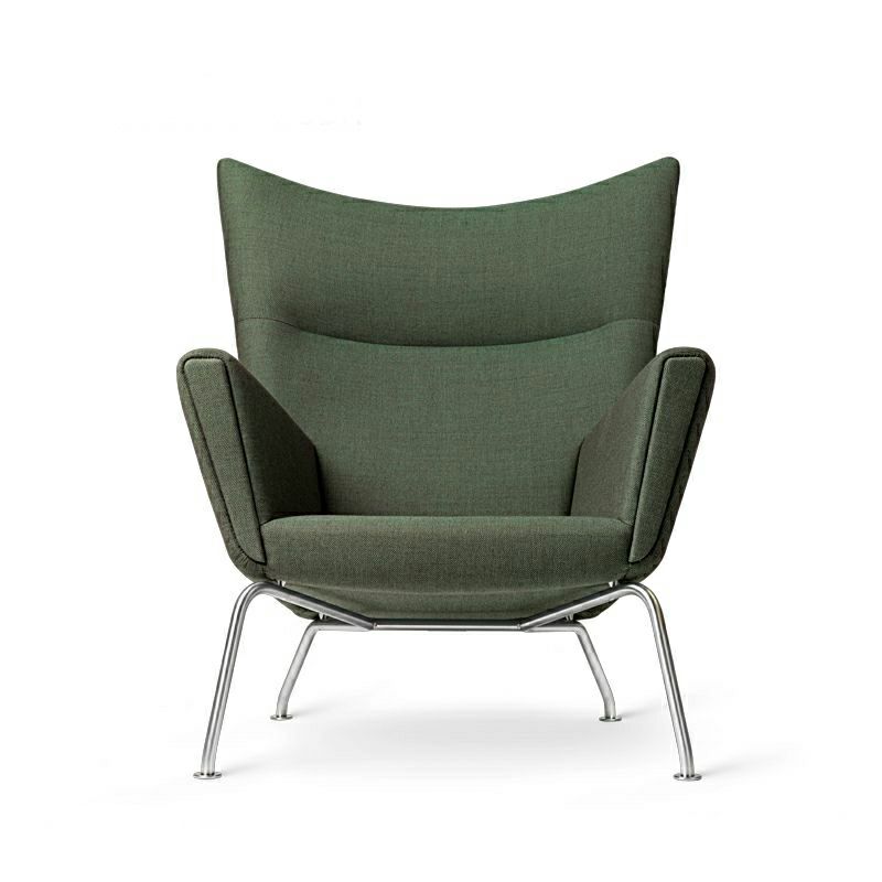 Carl Hansen & Son カール・ハンセン＆サン CH445 ラウンジチェア Wing Chair ウイングチェア ステンレススチール ファブリック：Passion パッション 5色 CH446 フットスツールセット