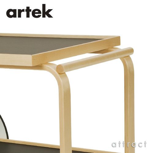 Artek アルテック TEA TROLLEY 901 ティートローリー901 バーチ材 クリアラッカー仕上げ カラー：ブラックリノリウム・ホワイトラミネート デザイン：アルヴァ・アアルト