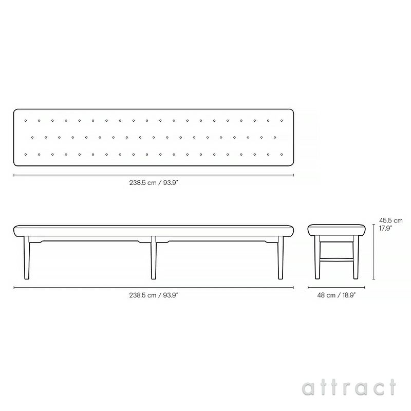 Carl Hansen & Son カール・ハンセン＆サン Foyer Series フォイエ シリーズ VLA75 ベンチ ソファ オーク オイル仕上げ レザー：Sif（シフ） デザイン：ヴィルヘルム・ラウリッツェン