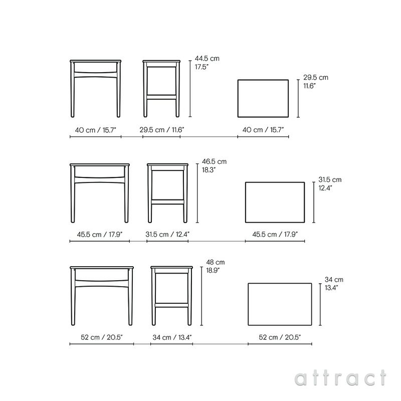 Carl Hansen & Son カール・ハンセン＆サン CH004 Nesting Tables ネスティング テーブル 3台セット サイドテーブル デザイン：ハンス・J・ウェグナー