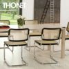 THONET トーネット S 32 V チェスカチェア アームレス カンティレバー フレーム：ブラック 座面：籐編み デザイン：マルセル・ブロイヤー