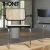 THONET トーネット S 32 V チェスカチェア アームレス カンティレバー フレーム：ブラック 座面：籐編み デザイン：マルセル・ブロイヤー