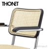 THONET トーネット S 64 V チェスカチェア アームチェア カンティレバー フレーム：ブラック 座面：籐編み デザイン：マルセル・ブロイヤー