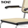 THONET トーネット S 64 V チェスカチェア アームチェア カンティレバー フレーム：ブラック 座面：籐編み デザイン：マルセル・ブロイヤー