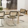 THONET トーネット S 64 V チェスカチェア アームチェア カンティレバー フレーム：ブラック 座面：籐編み デザイン：マルセル・ブロイヤー